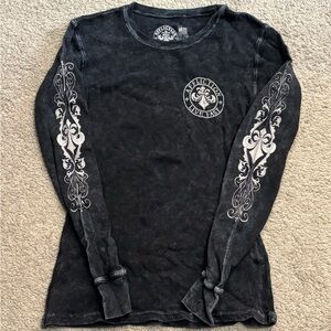 Affliction Gray Blue Graphic Long Sleeve